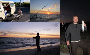 In Perth Australien vom Strand aus Angeln