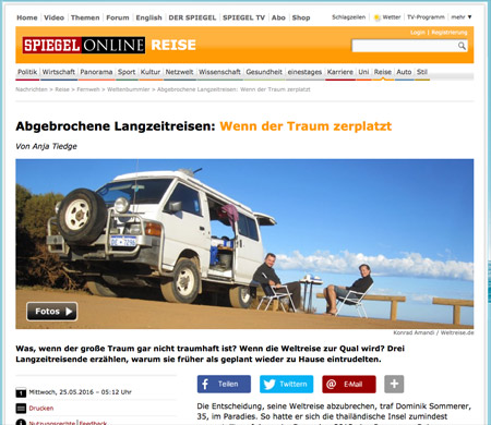 Weltreise Bericht bei spiegel.de